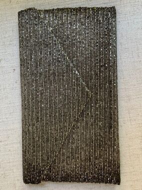 Moyna Beaded Evening Clutch Bag Metallic Champagne Silver Convertible Crossbody